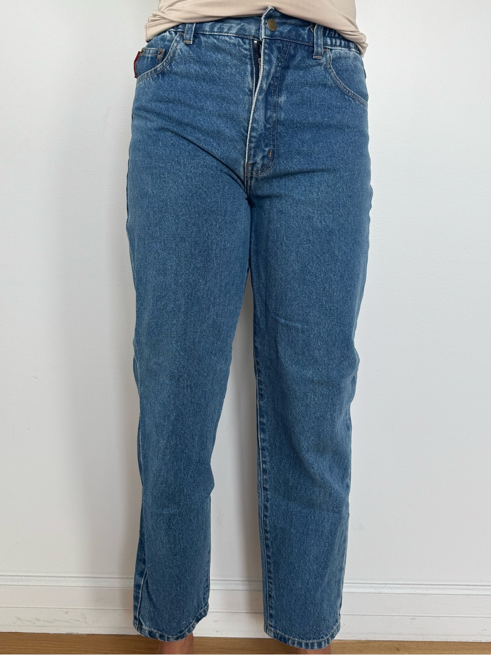 Vintage High-Rise Straight Leg Jeans — Blue Denim
